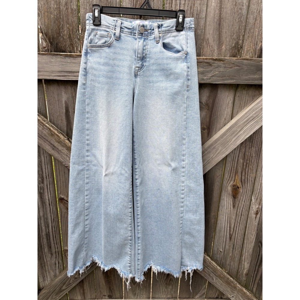 Freckled Poppy Risen Jeans Women 3/26 Light Wash Wide Leg Raw Hem FP_PWA21239